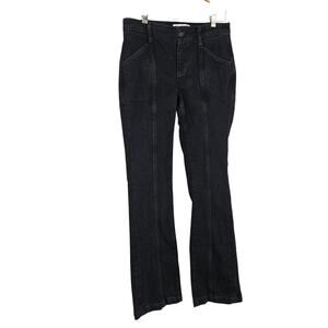 Free People Women's Jeans Black Mid Rise Flared Bootcut Seamed Denim Size 26